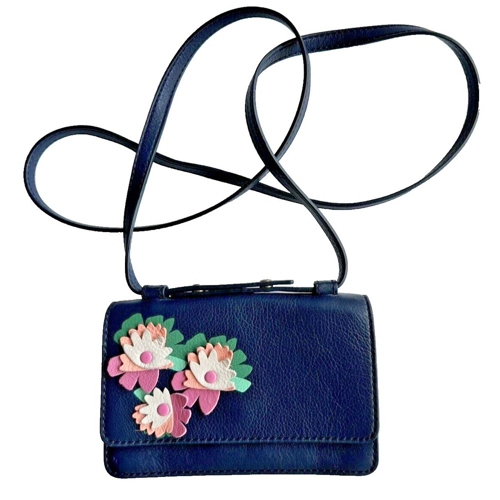 Fossil Purse Mila Mini Bag Detachable Crossbody Strap Clutch 3D Flowers NWOT